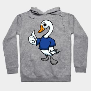 Cute Anthropomorphic Human-like Cartoon Character Swan in Clothes Hoodie